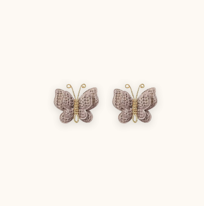 Soft Butterfly crochet hair pins for baby girls, meticulously hand-made to add a touch of elegance and style to any outfit. Perfect for high-end baby hair accessories and fashionable children's collections.