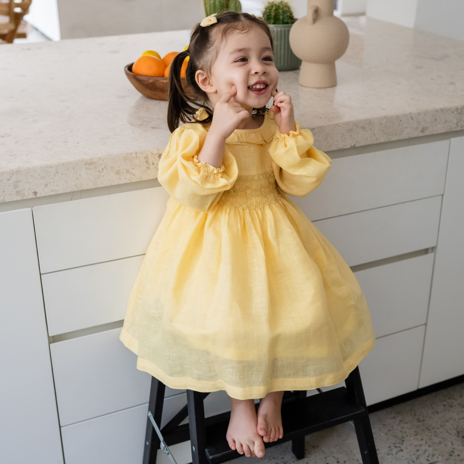Lemon Butter Smocked Dress