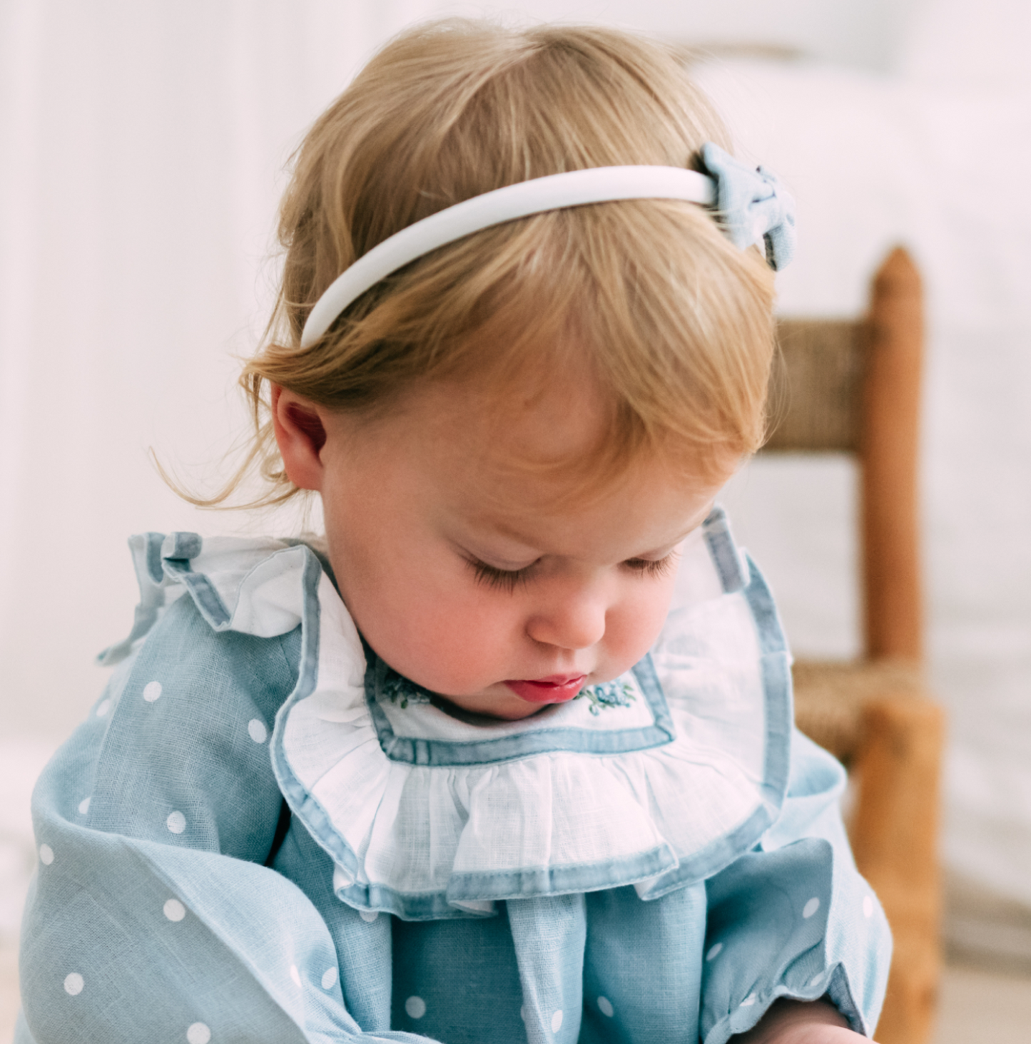 Blue Polka Hairband