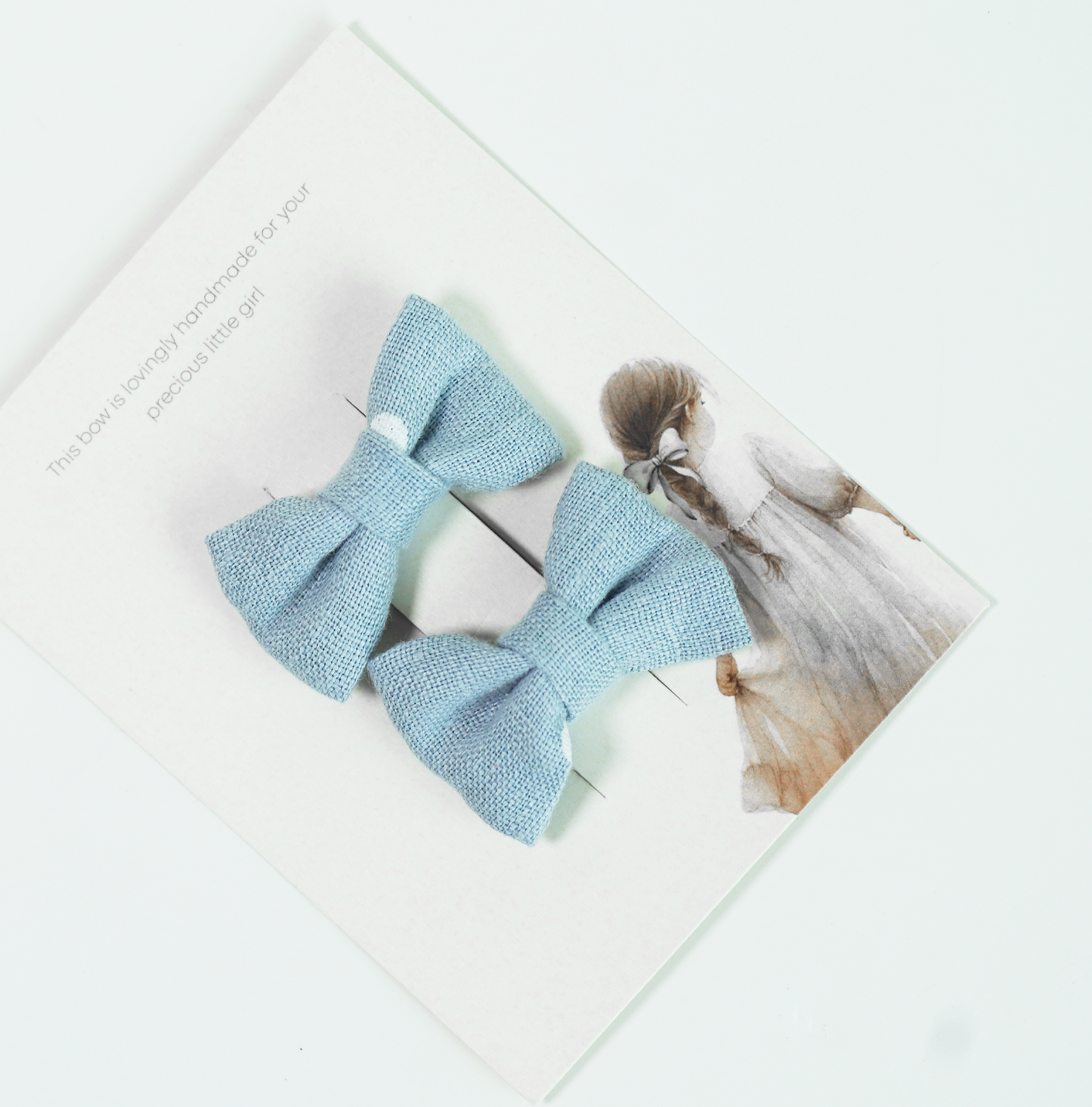 Sky Blue Polka Linen Bow