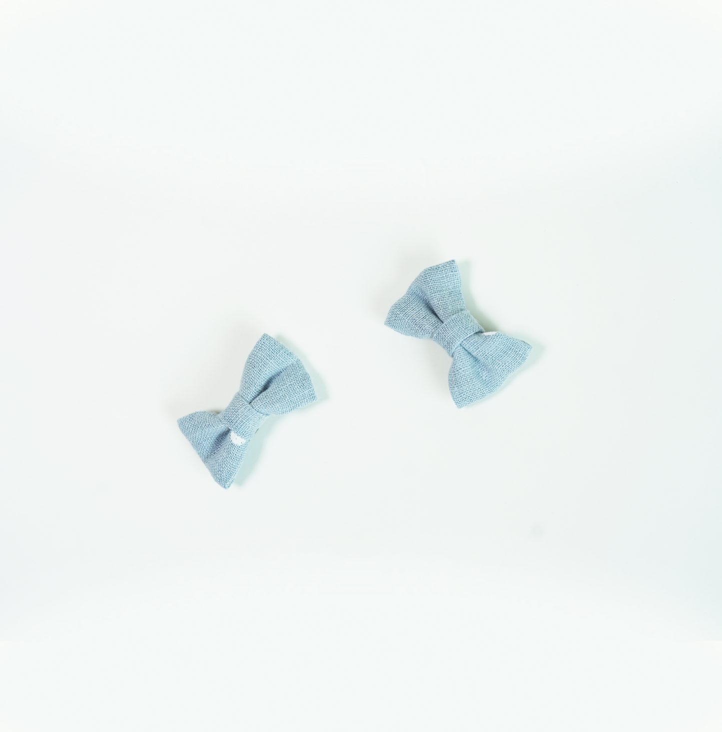 Sky Blue Polka Linen Bow