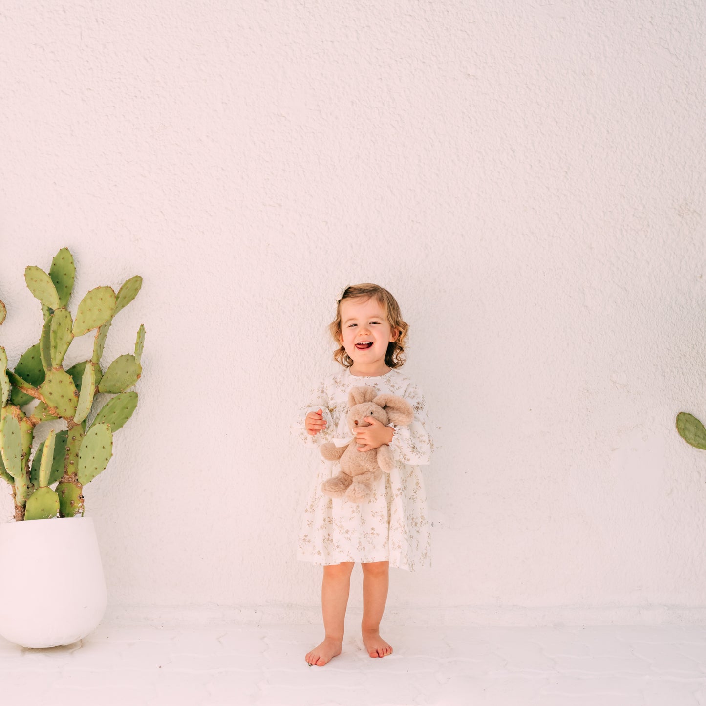 Floral Linen Smocked Dress