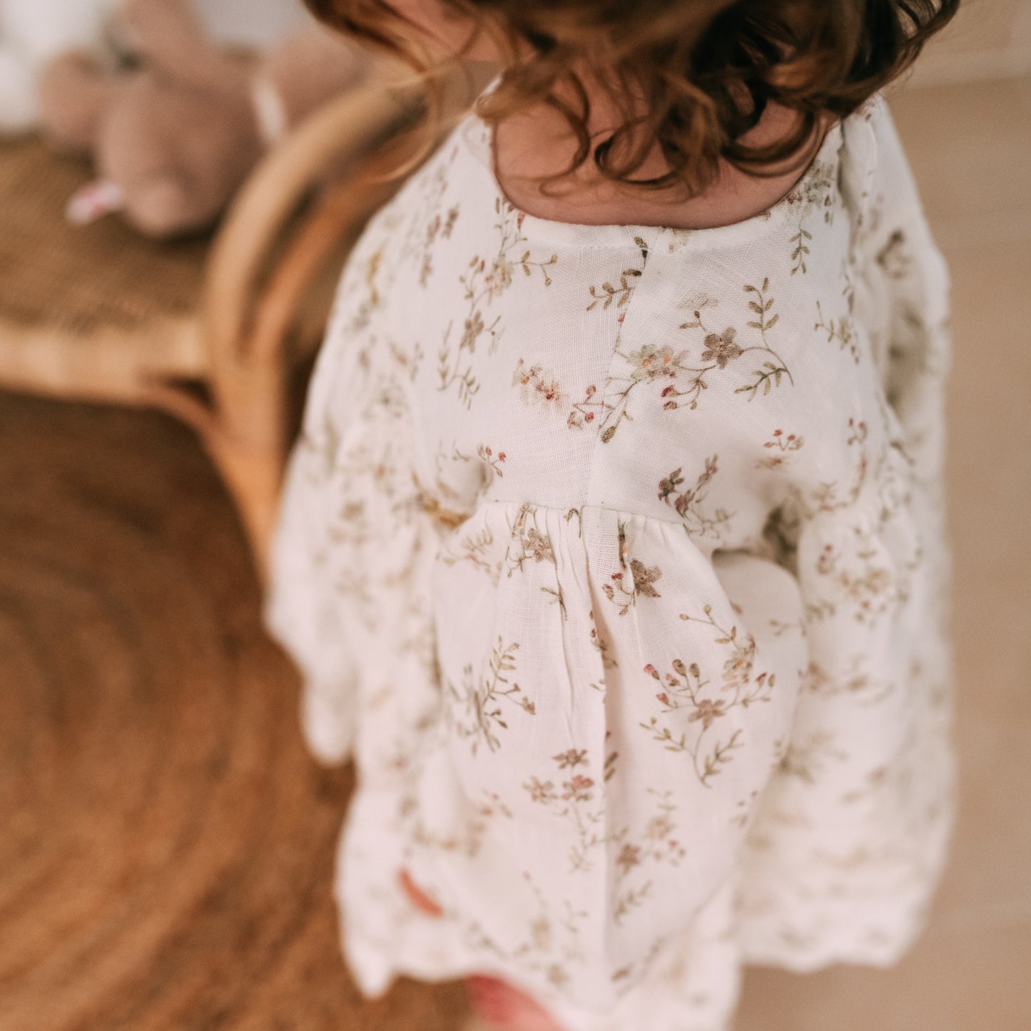 Floral Linen Smocked Dress