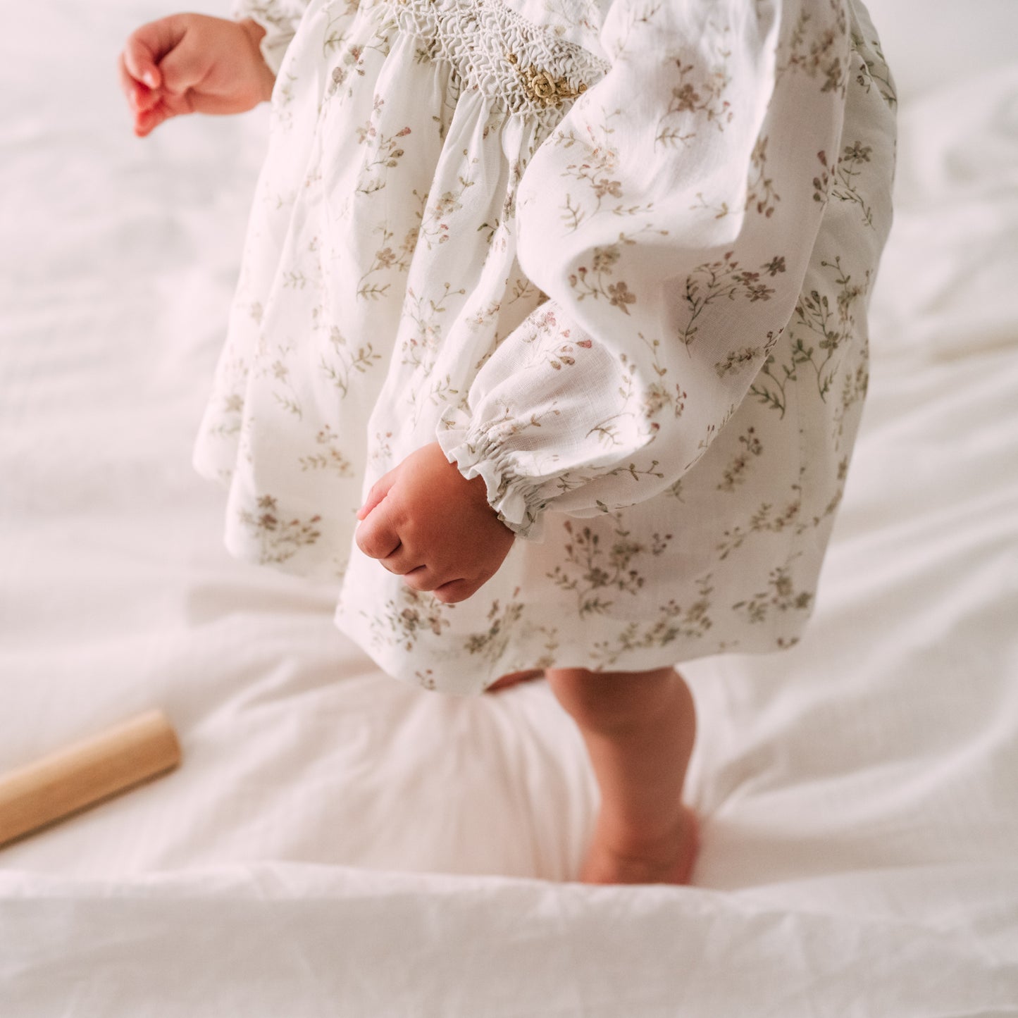 Floral Linen Smocked Dress