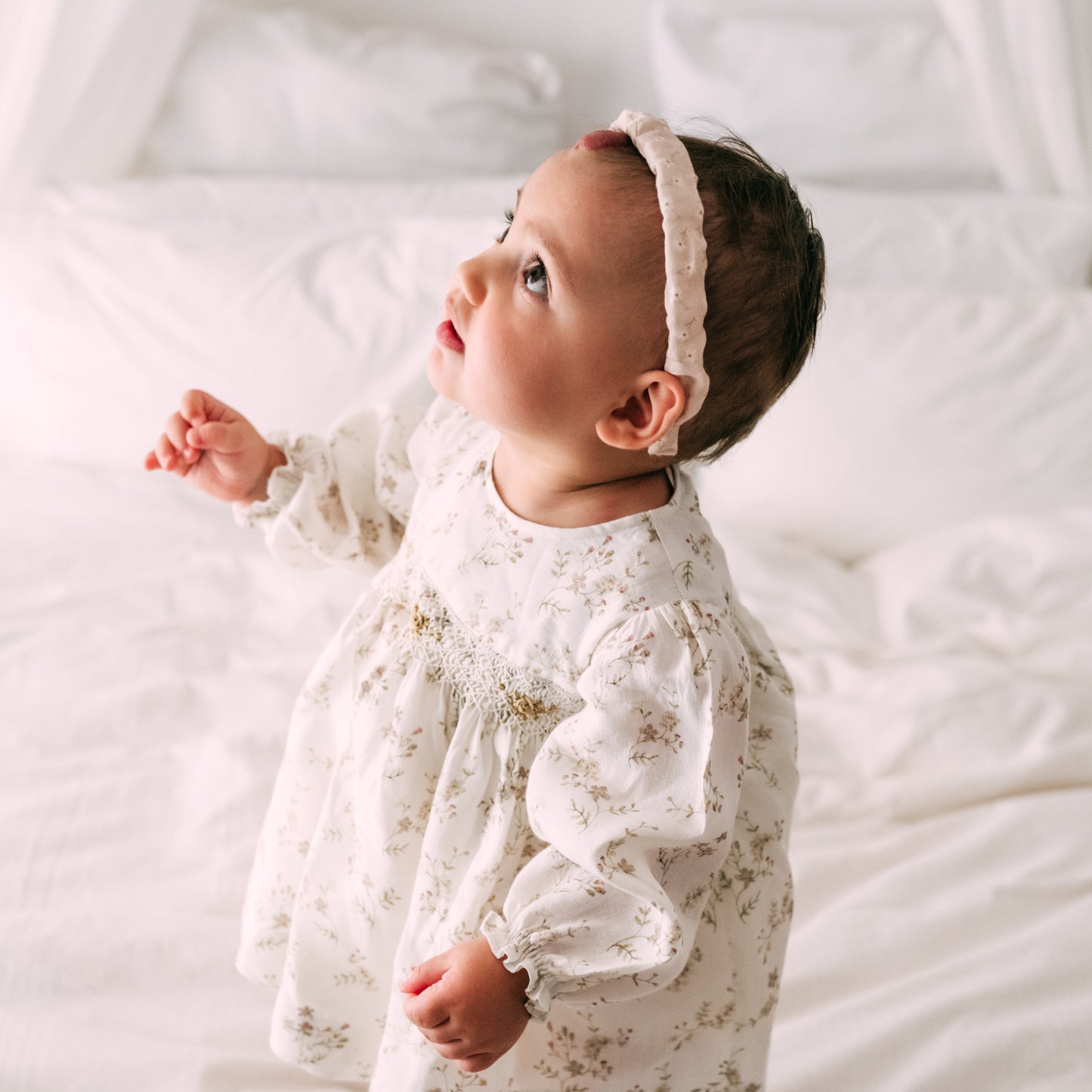 Floral Linen Smocked Dress