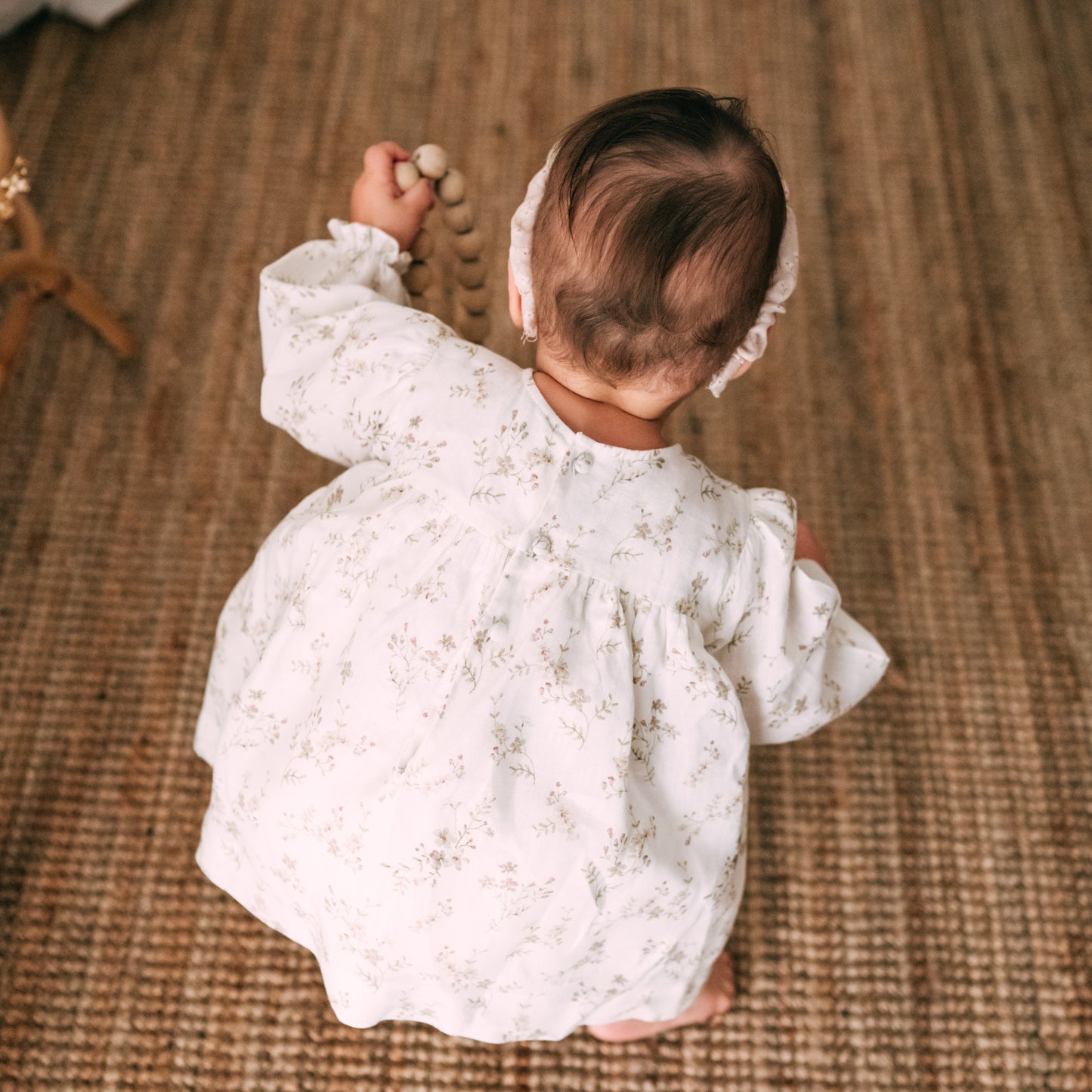 Floral Linen Smocked Dress