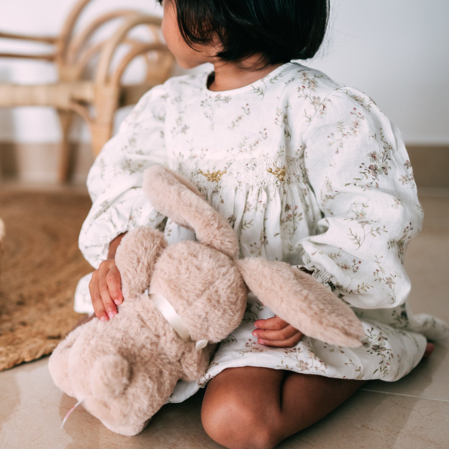 Floral Linen Smocked Dress