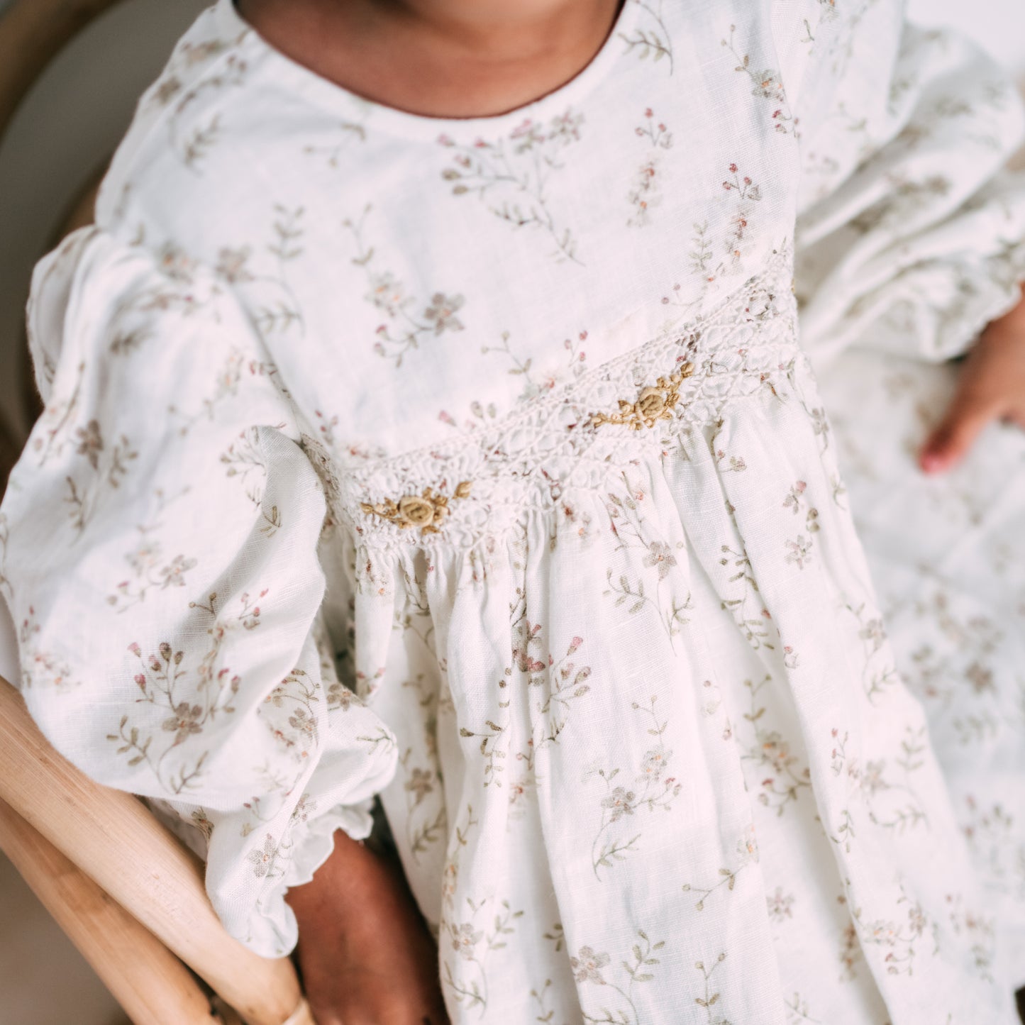 Floral Linen Smocked Dress