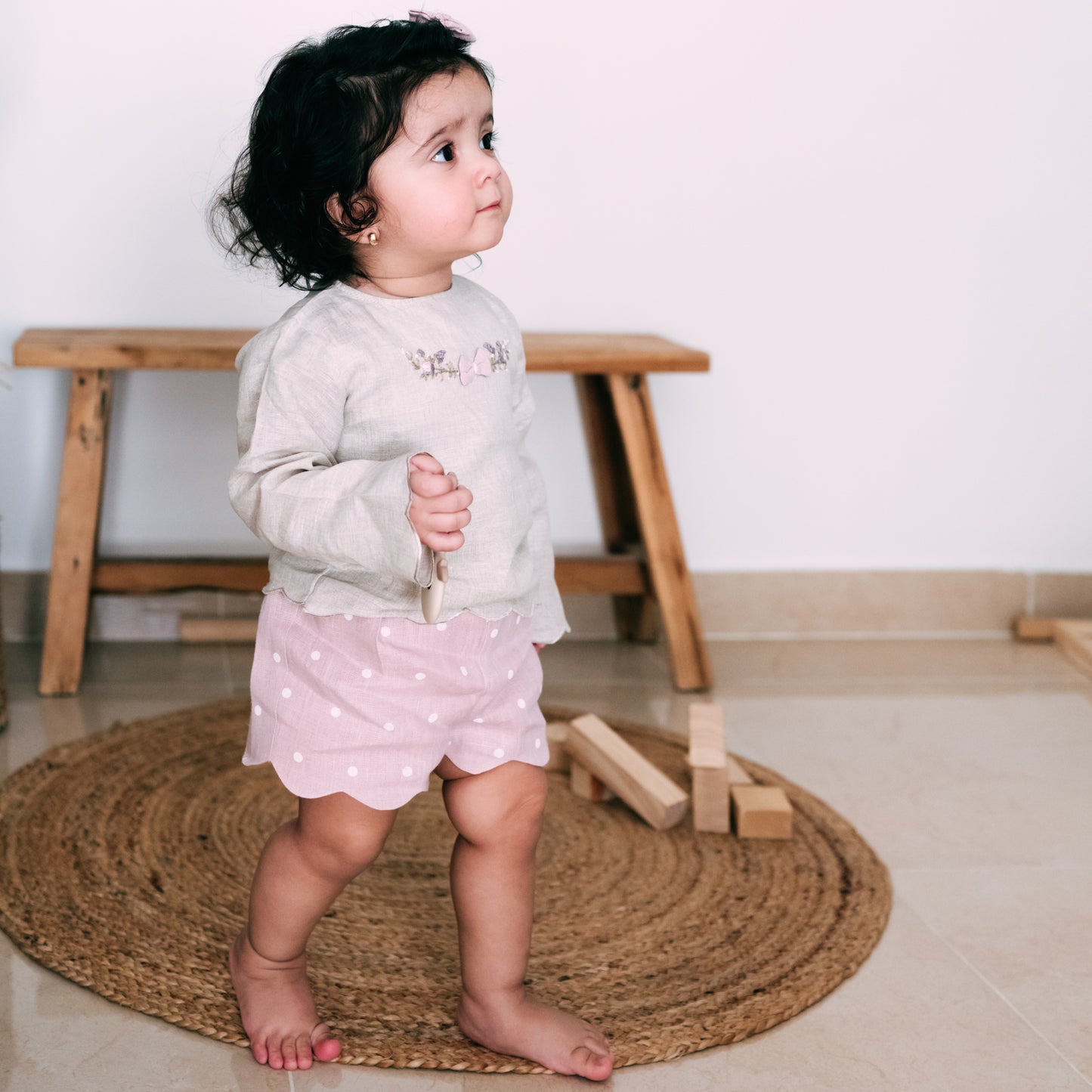 Baby Pink Linen Blossom Set