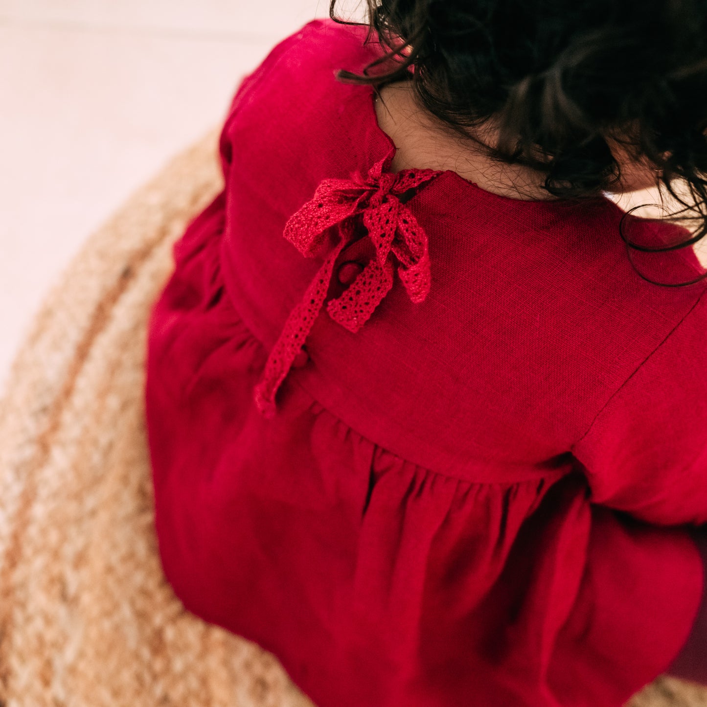 Squirrel Cherry Red Linen Top