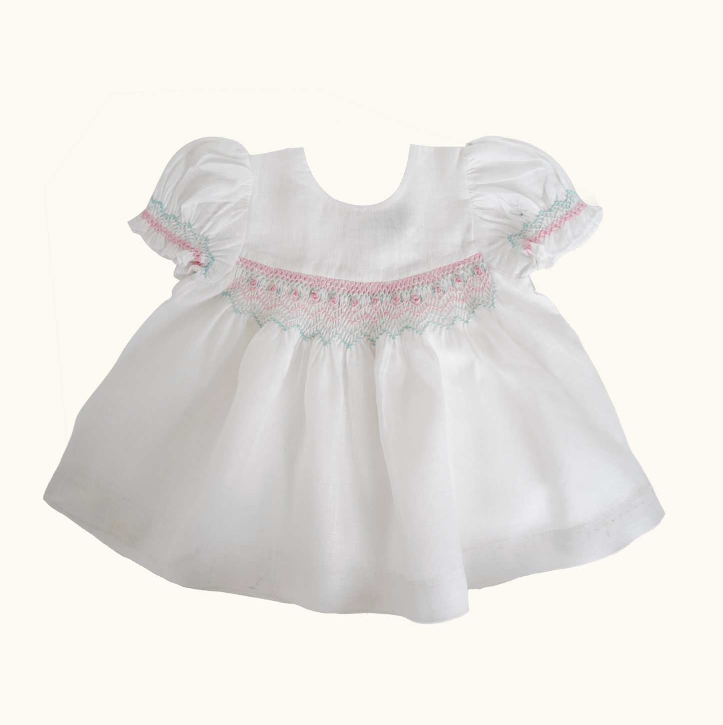 Snow White Linen Hand-Smocked Dress