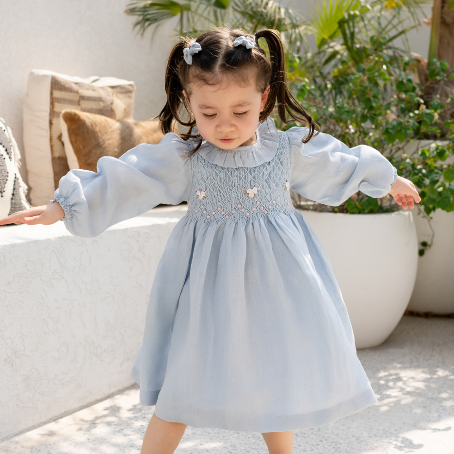 Powder Bloom Smocked Dress
