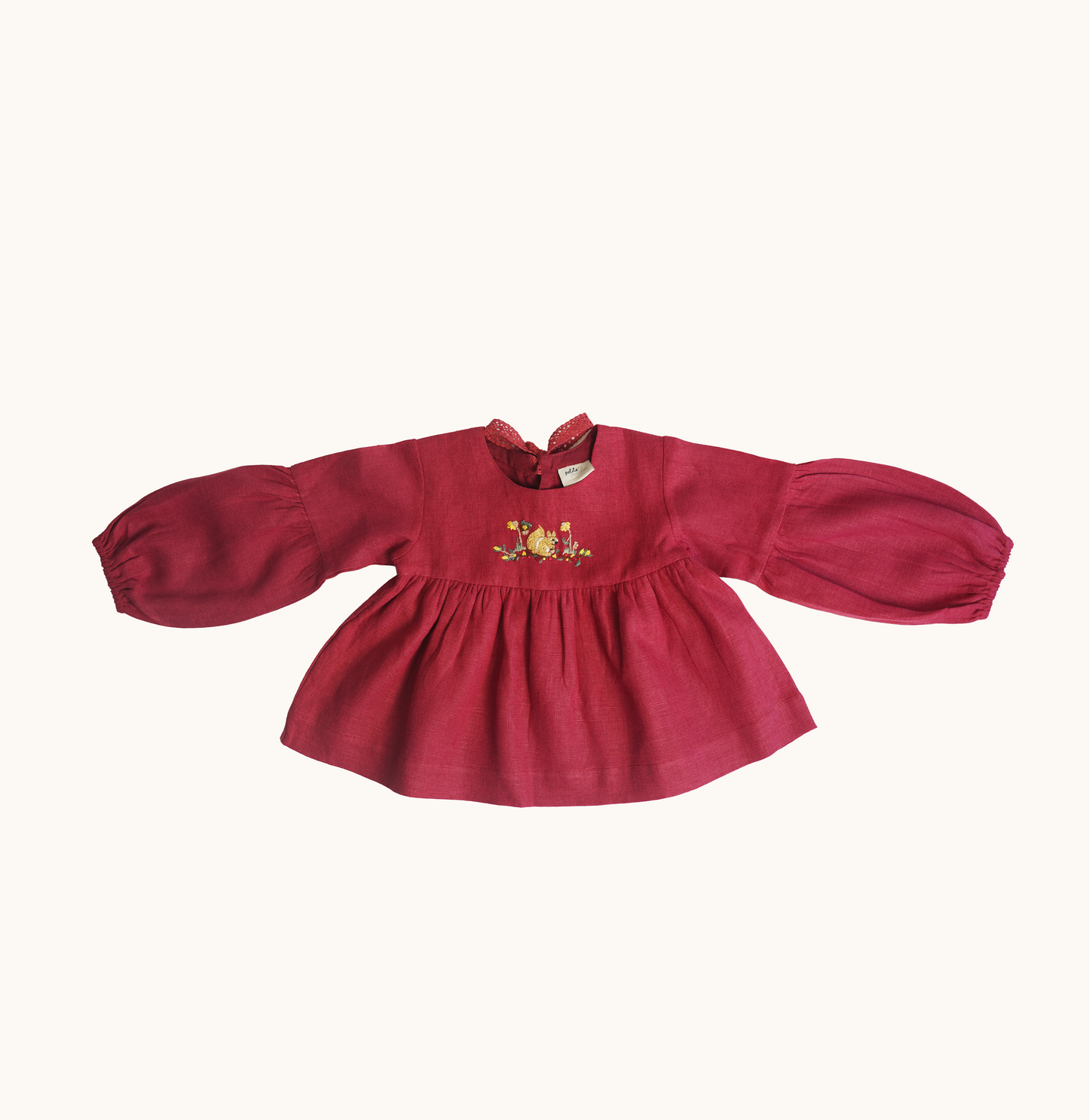 Squirrel Cherry Red Linen Top