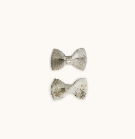 Patch Off-white Floral and Chequered Linen Bow