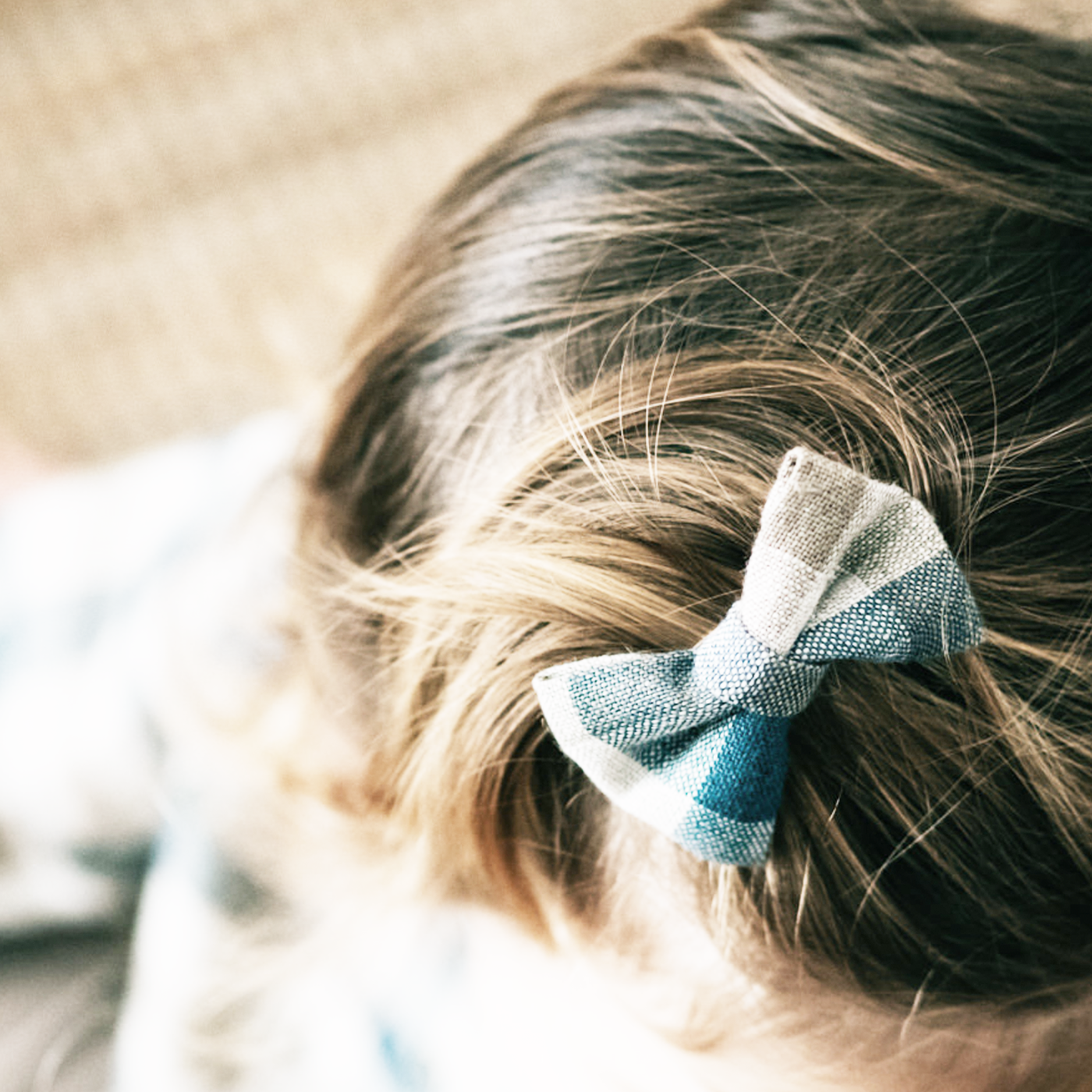 Blue Chequered Bow