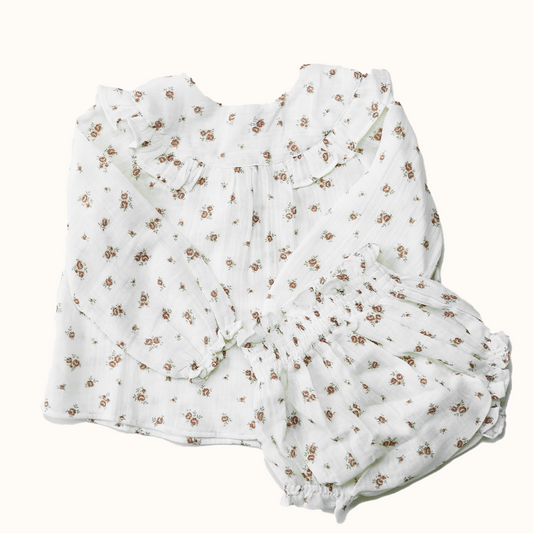 Rose Muslin Top & Bloomer Set