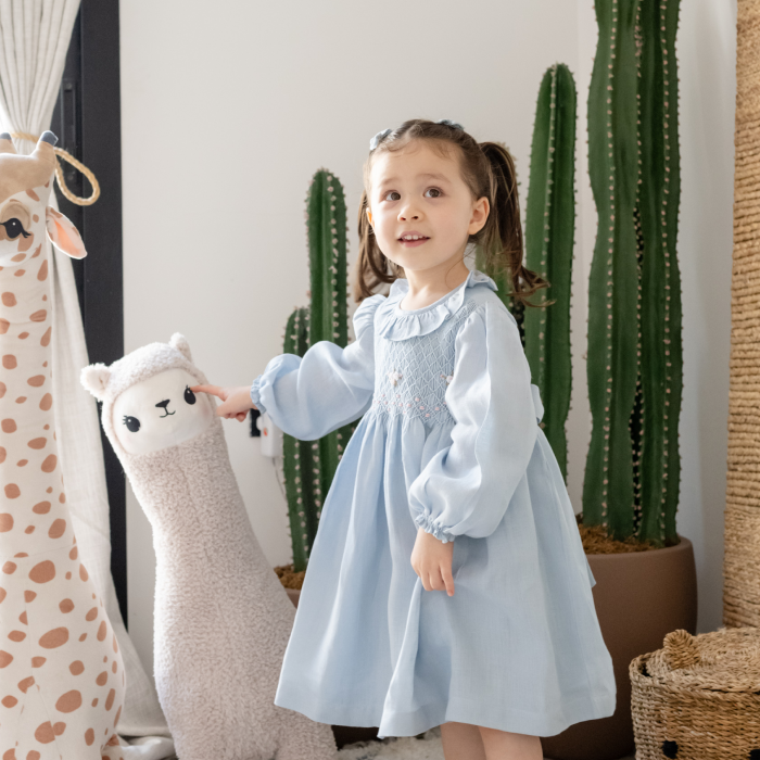 Powder Bloom Smocked Dress