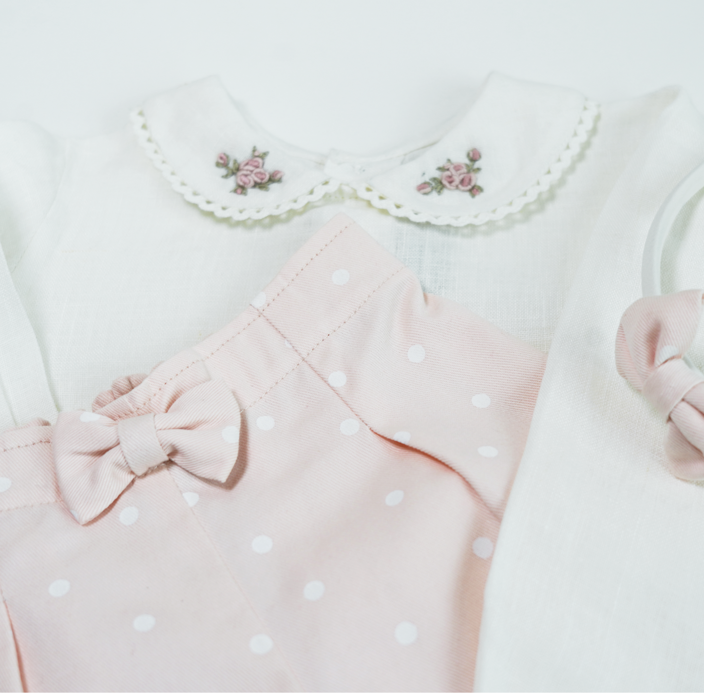 Polka Pink Linen & Cotton Embroidered Set