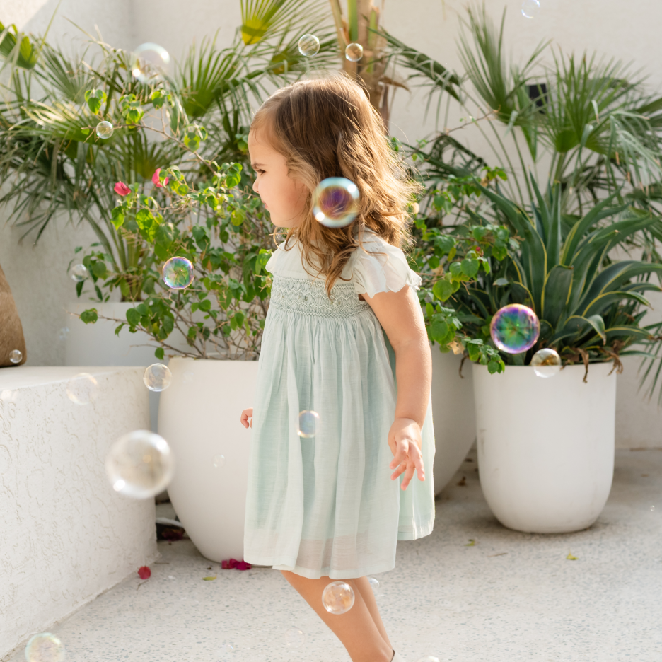 Mint Blossom Smocked Dress
