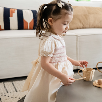 Rose Latte Smocked Dress