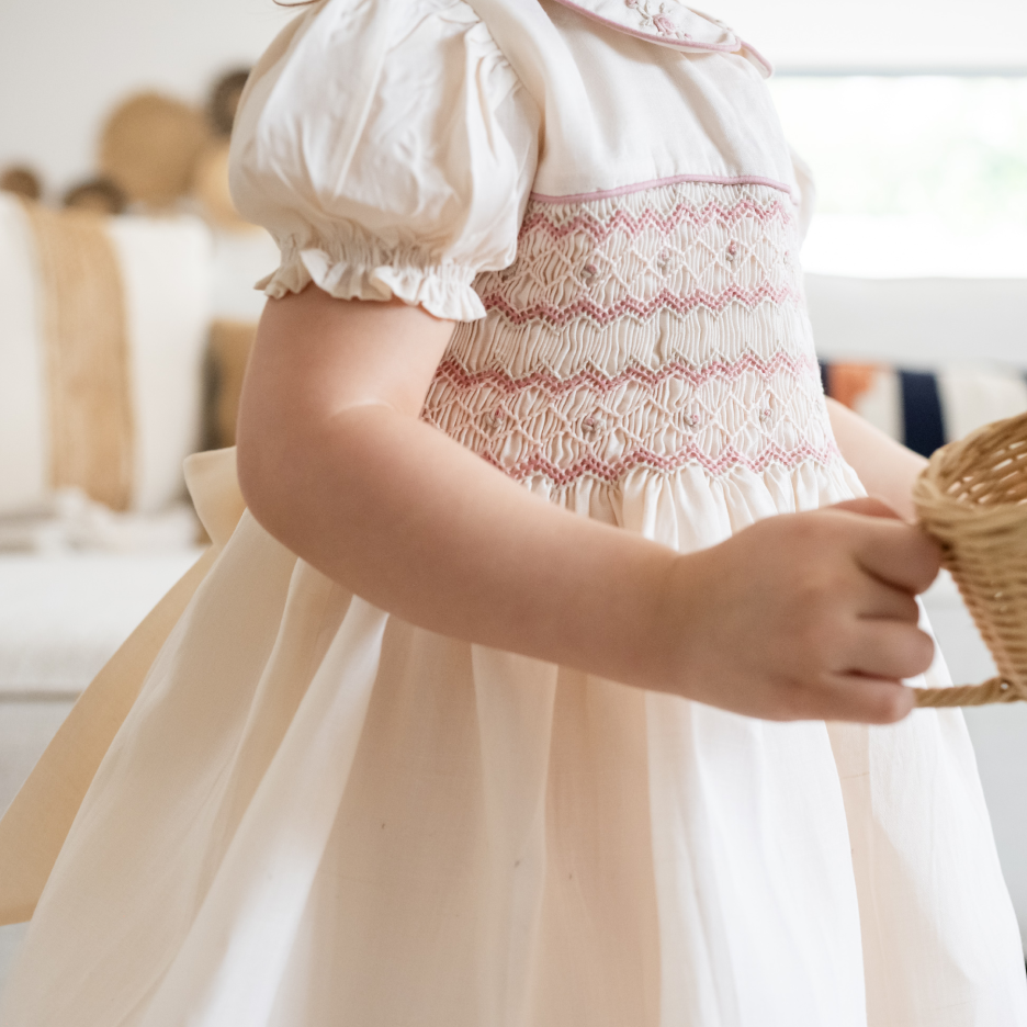 Rose Latte Smocked Dress