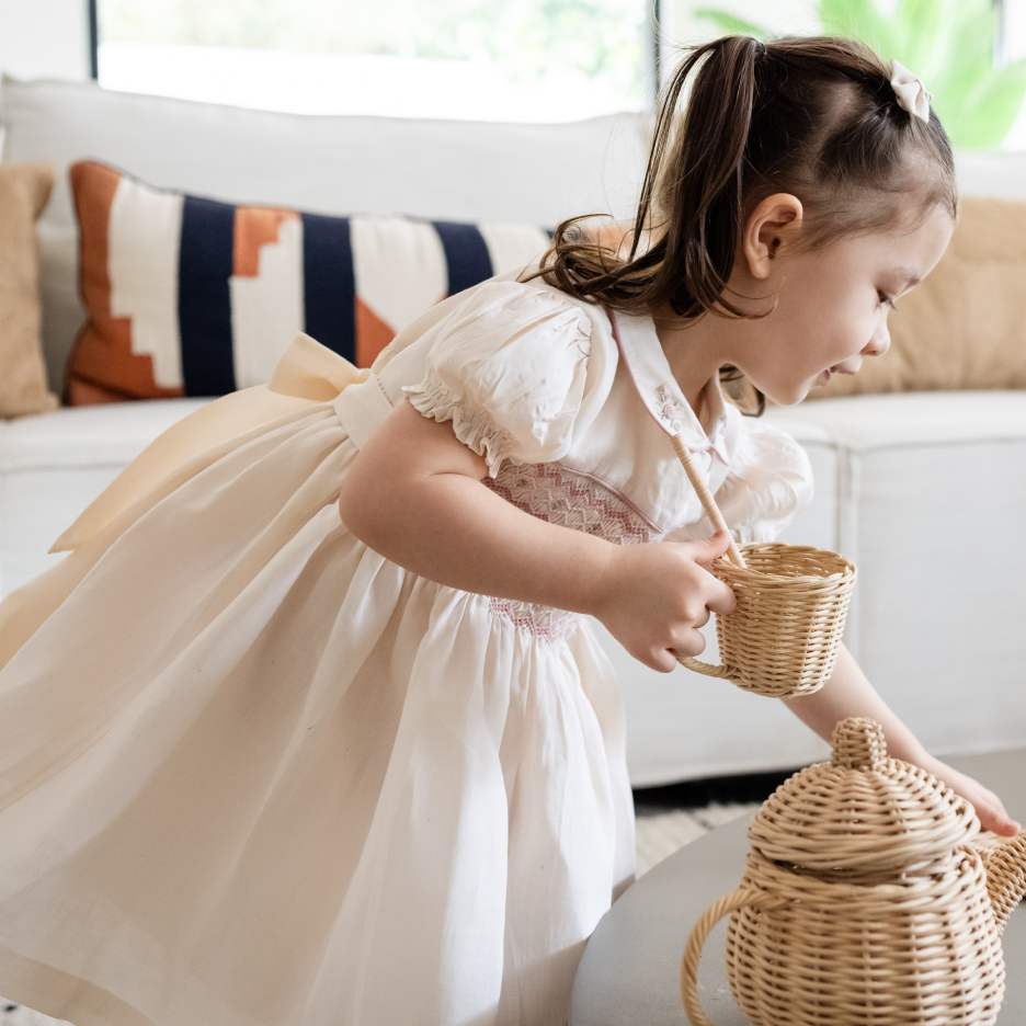 Rose Latte Smocked Dress