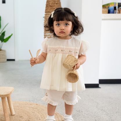 Peony Offwhite Smocked Set