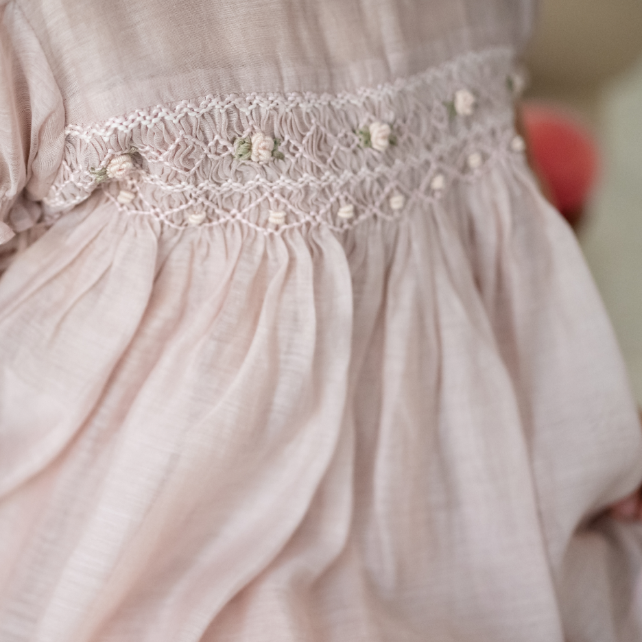 Peach Rose Smocked Set