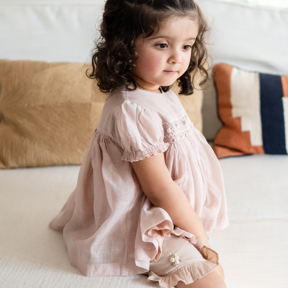 Peach Rose Smocked Set