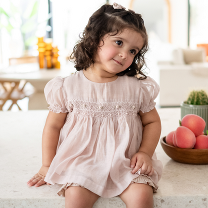 Peach Rose Smocked Set