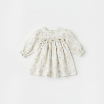 Floral Linen Smocked Dress