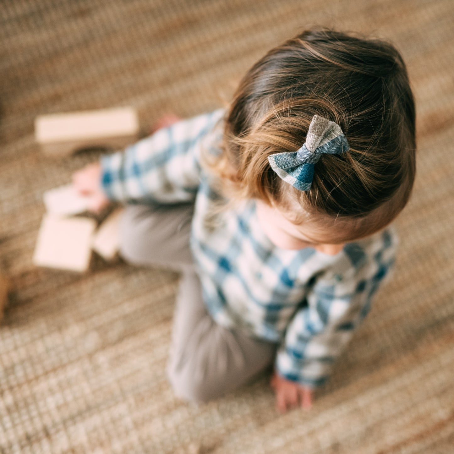 Blue Chequered Bow