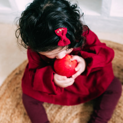 Squirrel Cherry Red Linen Top