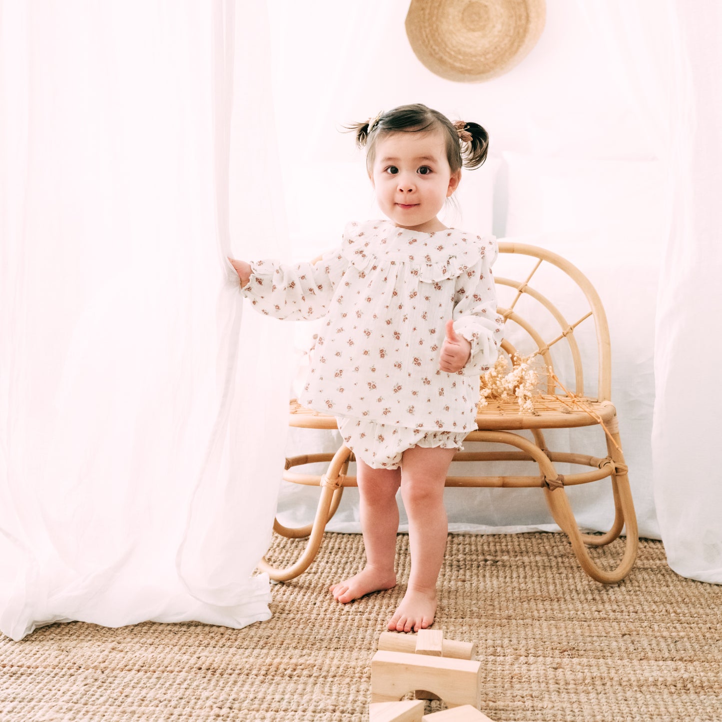 Rose Muslin Top & Bloomer Set