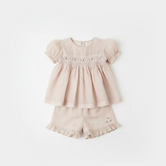 Peach Rose Smocked Set