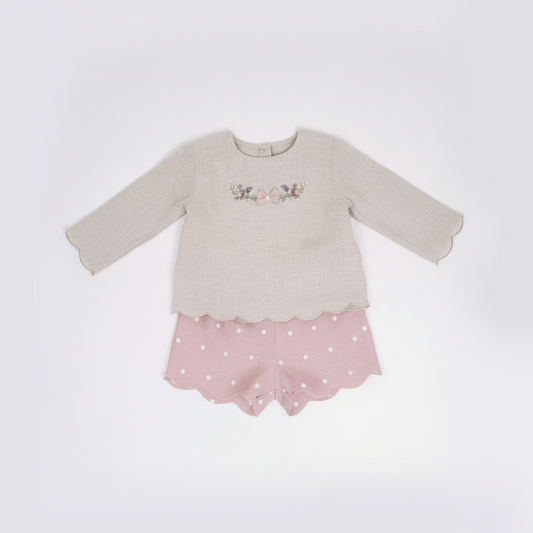 Baby Pink Linen Blossom Set
