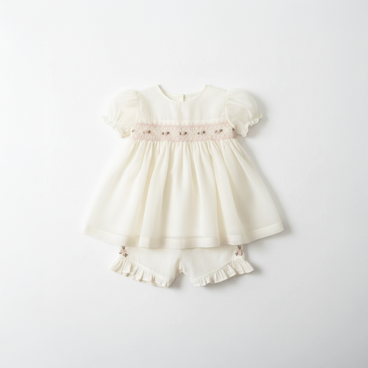 Peony Offwhite Smocked Set